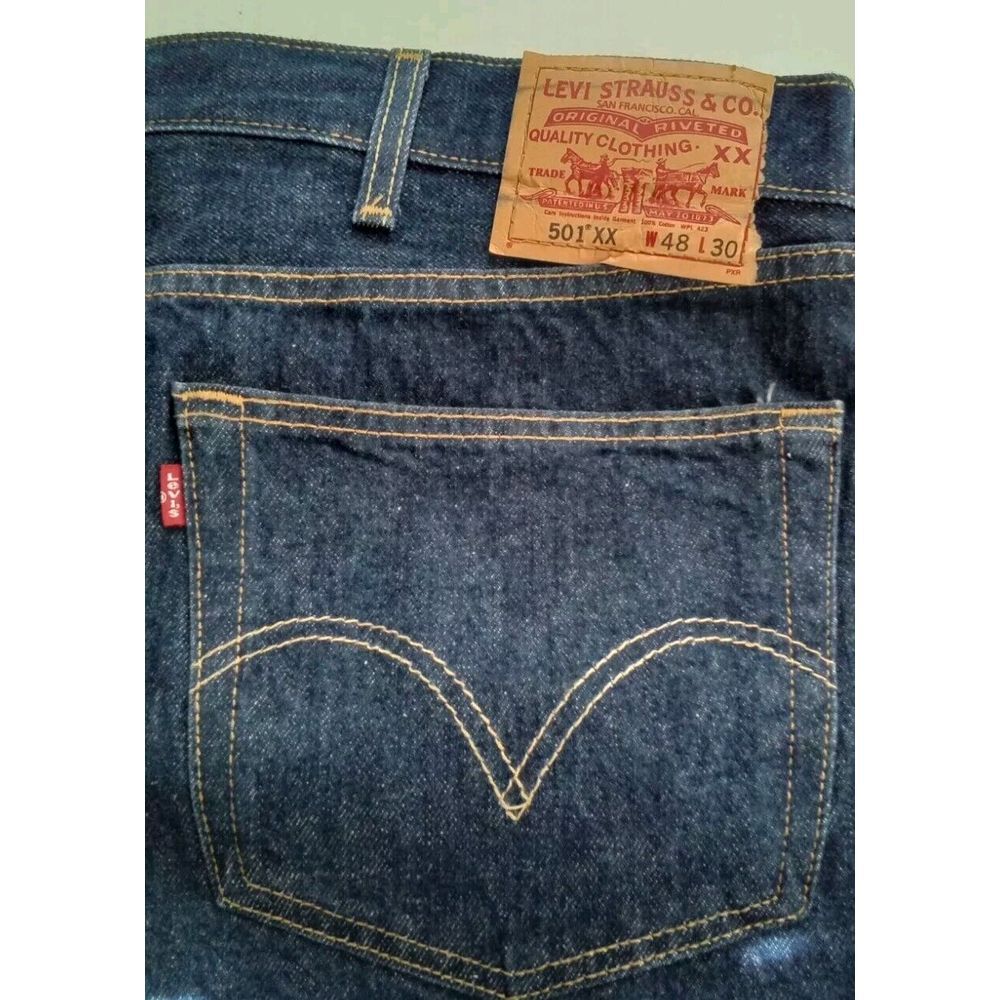 Levi's 501 XX Classic Straight‎ Leg Dark Blue Denim Jeans W48 L30 - Picture 8 of 10